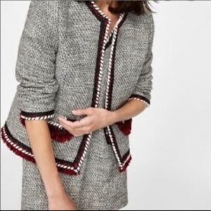 NWT ZARA BASIC Tweed Fringe Blazer Size Small